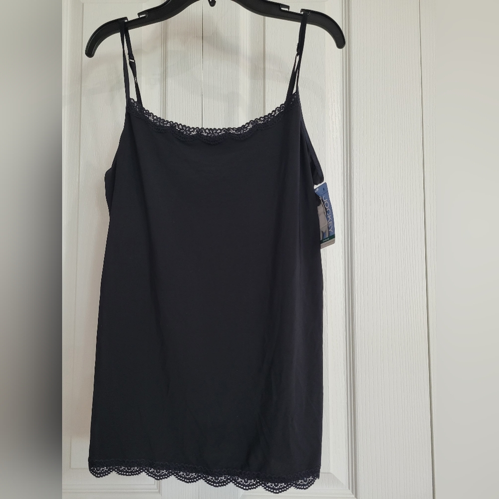 Elegant Black Lace Trim Cami Top